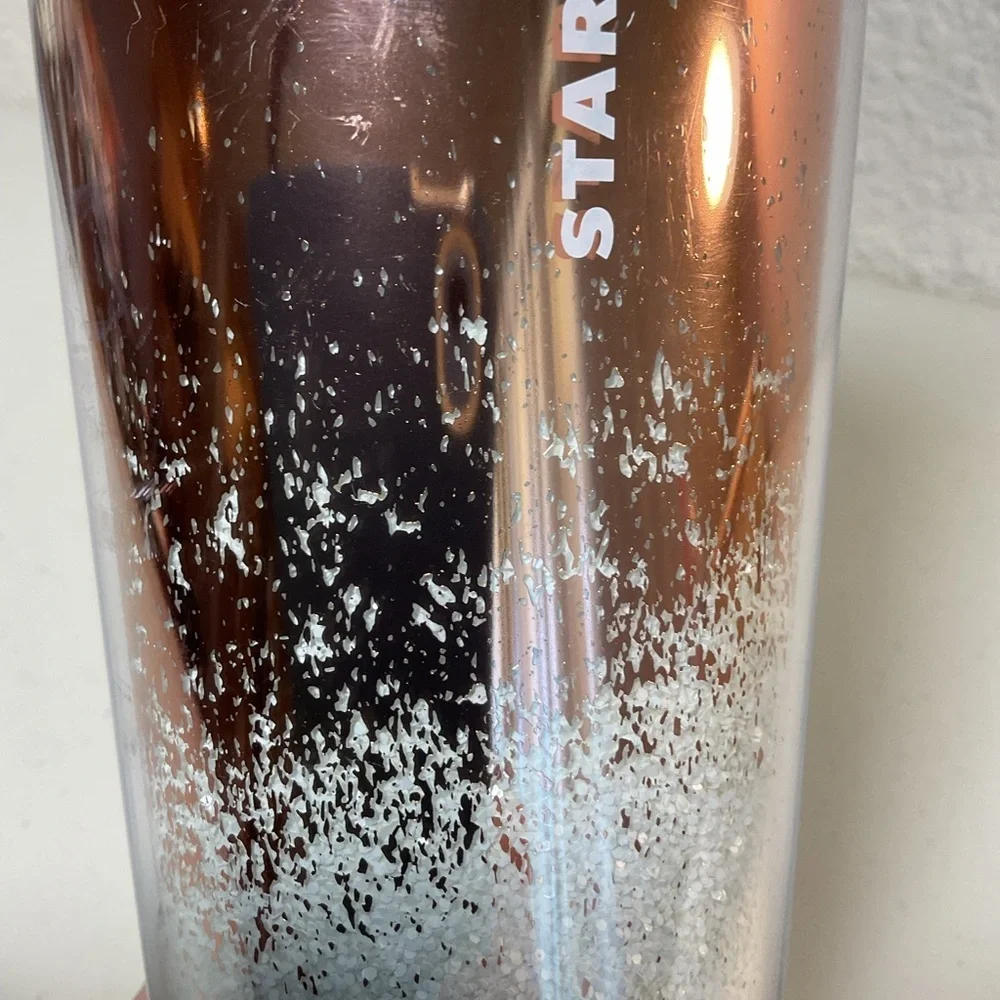 Starbucks Rose Gold Silver Glitter Ombre Travel Tumbler Coffee Cup